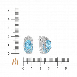 Серьги с аквамаринами, топазами, бриллиантами и лондон топазом