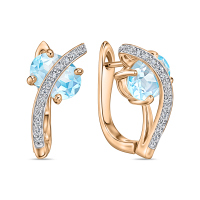 Серьги с топазом и бриллиантами - фото 1