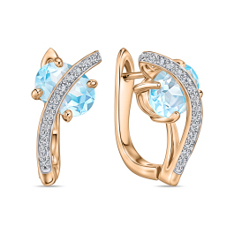 Серьги с топазом и бриллиантами