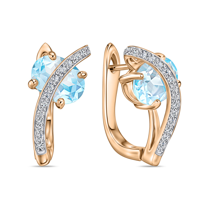 Серьги с топазом и бриллиантами - фото 1