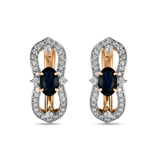 Серьги с сапфирами и фианитом