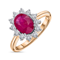 Кольцо с бриллиантами и облагороженным рубином - фото 1 Кольцо с бриллиантами и облагороженным рубином - фото 1
