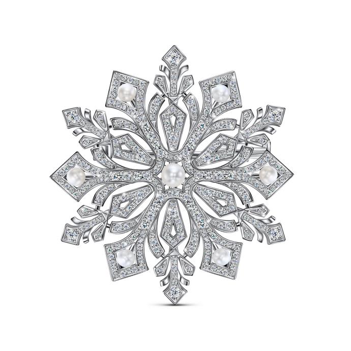 Брошь с бриллиантами и жемчугом - фото 1