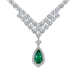 Колье с бриллиантами и изумрудом