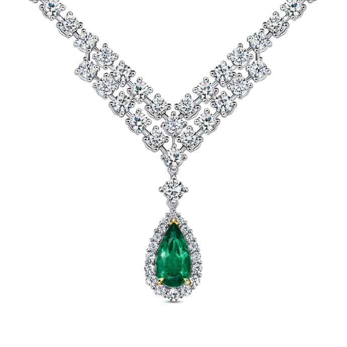 Колье с бриллиантами и изумрудом - фото 1 Колье с бриллиантами и изумрудом - фото 1