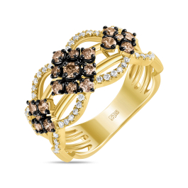 Кольцо с бриллиантами и цветными бриллиантами