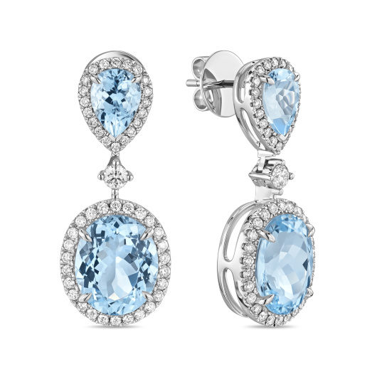 Серьги с аквамаринами и бриллиантами