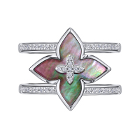 Кольцо с бриллиантами и перламутром - фото 2