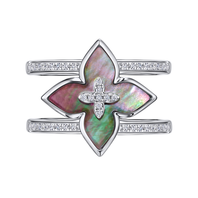 Кольцо с бриллиантами и перламутром - фото 2