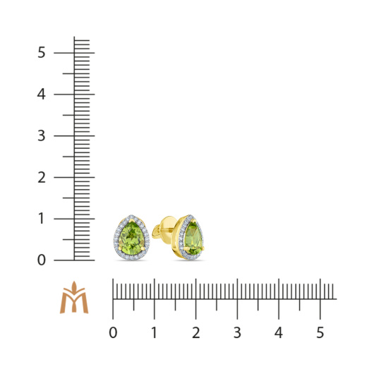 Серьги с бриллиантами и перидотами