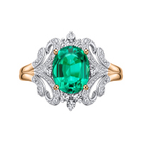 Кольцо с бриллиантами и нано изумрудом - фото 3