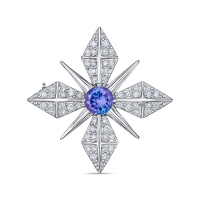 Брошь с бриллиантом и танзанитом - фото 1