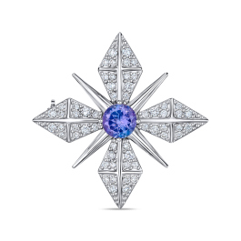 Брошь с бриллиантом и танзанитом