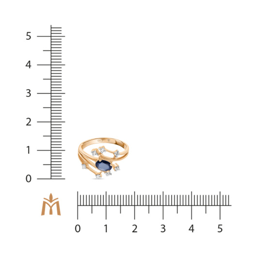 Кольцо с сапфиром и фианитом