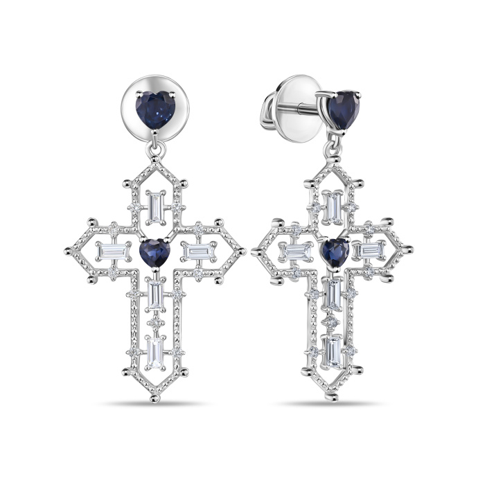 Серьги с бриллиантами и сапфирами - фото 1 Серьги с бриллиантами и сапфирами - фото 1