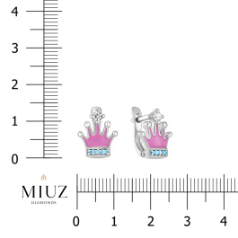 Серьги с эмалью и фианитами