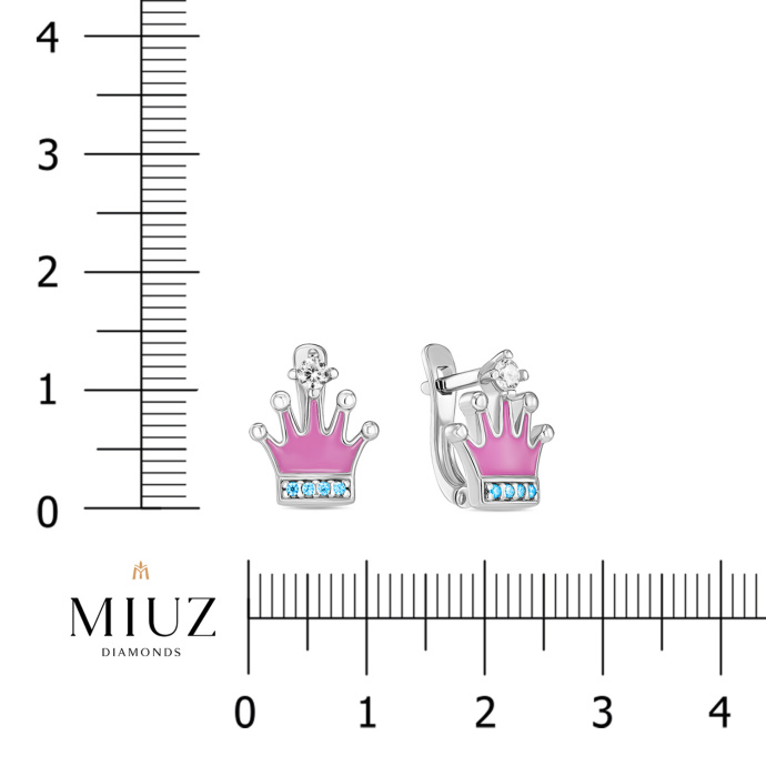 Серьги с эмалью и фианитами - фото 2