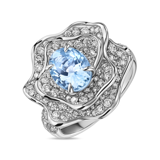 Кольцо с аквамарином и бриллиантами