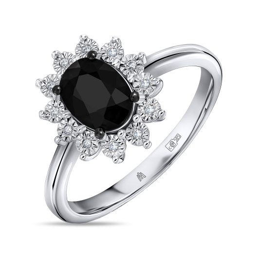 Кольцо с бриллиантами и цветными сапфирами