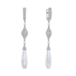 Серьги с бриллиантами, горный хрустальами и жемчугом