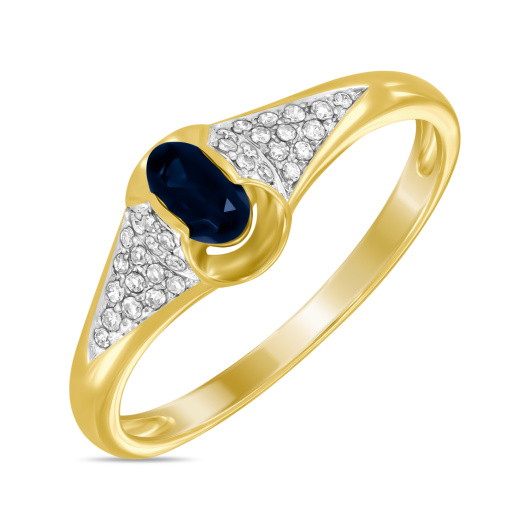 Кольцо с бриллиантами и сапфиром