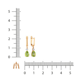 Серьги с бриллиантами и перидотами