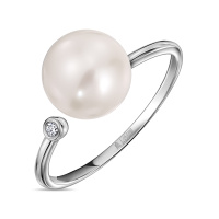 Кольцо с бриллиантом и жемчугом - фото 1