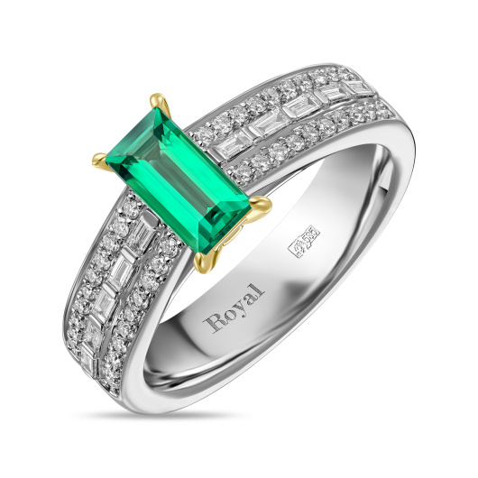 Кольцо с бриллиантами и изумрудом