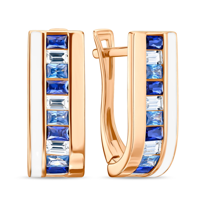 Серьги с эмалью и фианитами - фото 1 Серьги с эмалью и фианитами - фото 1