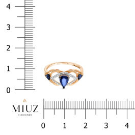 Кольцо с бриллиантами и сапфирами