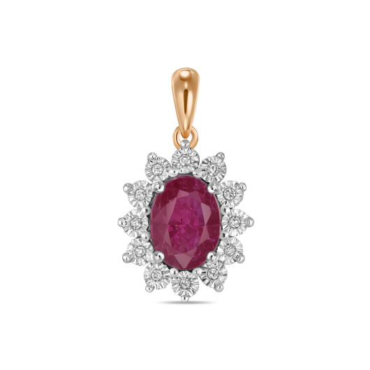 Подвеска с бриллиантами и облагороженным рубином