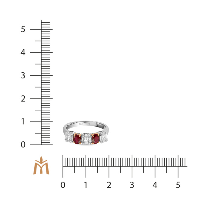 Кольцо с бриллиантами и рубинами - фото 2