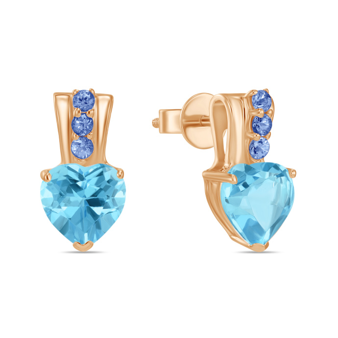 Серьги с топазом и цветными сапфирами - фото 1 Серьги с топазом и цветными сапфирами - фото 1