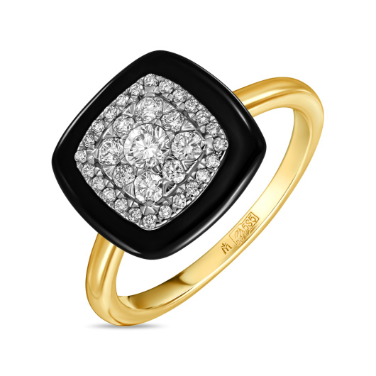 Кольцо с керамикой и бриллиантами