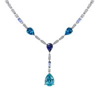 Колье с бриллиантами, иолитом, лондон топазами, танзанитами и цирконом - фото 1 Колье с бриллиантами, иолитом, лондон топазами, танзанитами и цирконом - фото 1