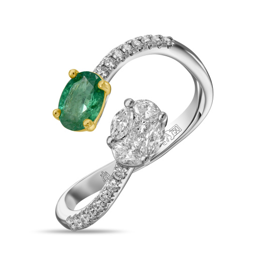 Кольцо с бриллиантами и изумрудом