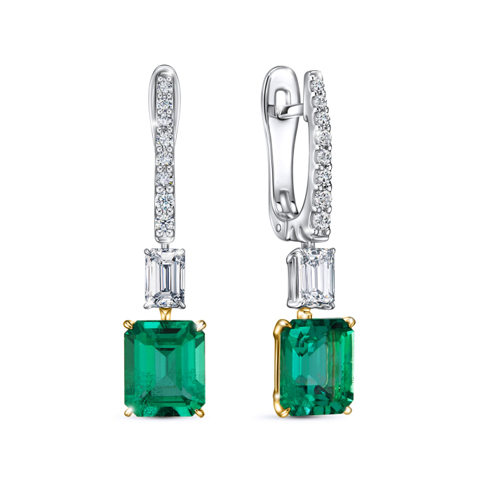 Серьги с бриллиантами и изумрудами - фото 1 Серьги с бриллиантами и изумрудами - фото 1