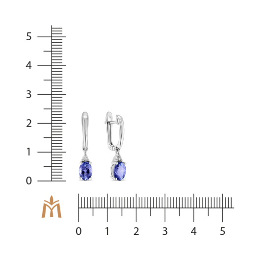 Серьги с бриллиантами и танзанитами