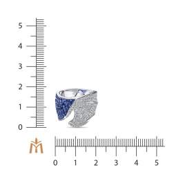 Кольцо с бриллиантами и сапфирами