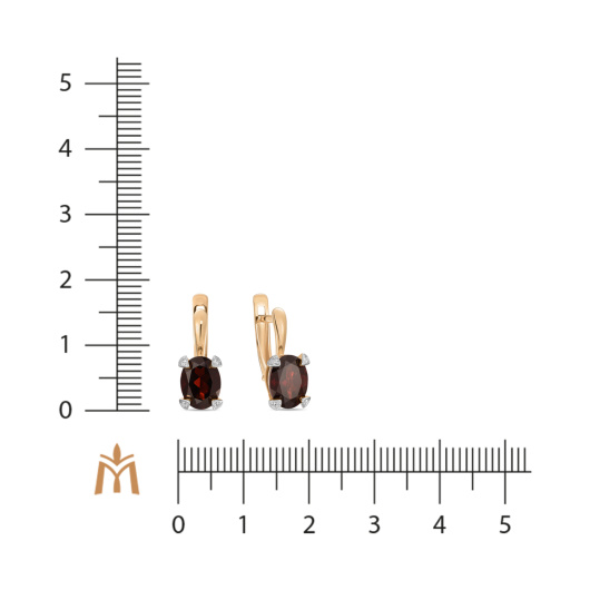 Серьги с фианитами и гранатом