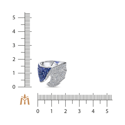 Кольцо с бриллиантами и сапфирами