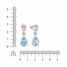 Серьги с аквамаринами, бриллиантами и морганитами