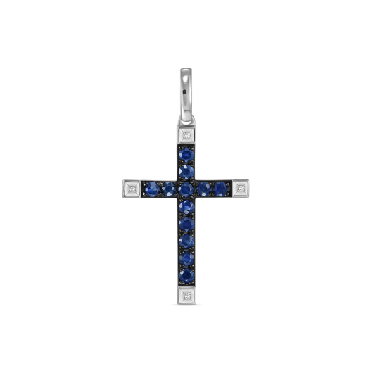 Крест с бриллиантами и сапфирами