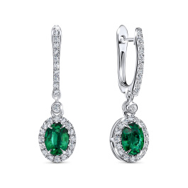 Серьги с бриллиантами и изумрудами