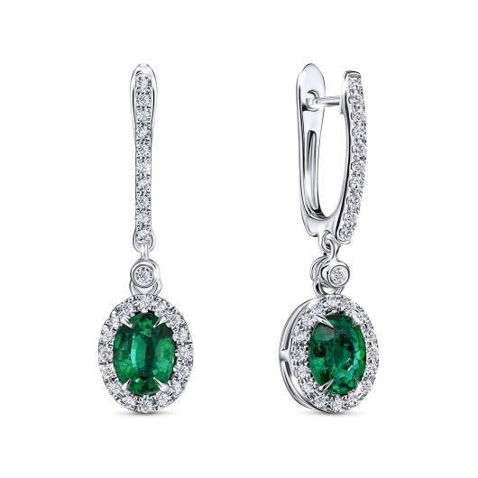 Серьги с бриллиантами и изумрудами