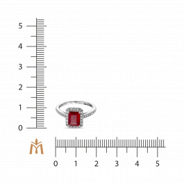 Кольцо с облагороженным рубином и бриллиантами