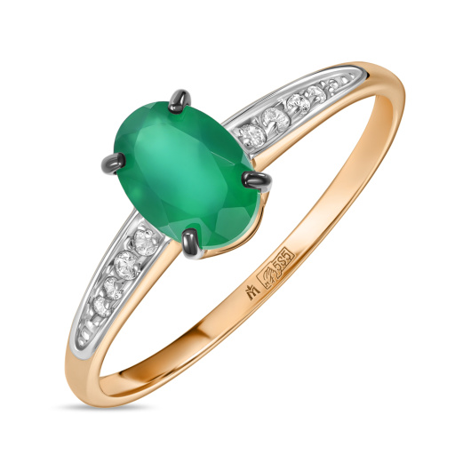 Кольцо с фианитами и агатом