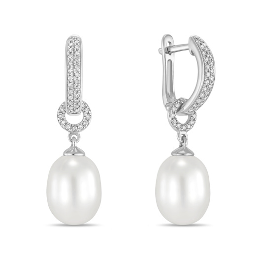 Серьги с жемчугом и бриллиантами