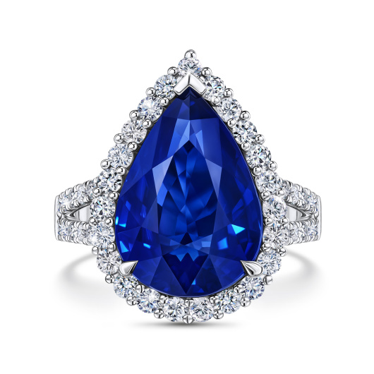 Кольцо с бриллиантами и сапфиром