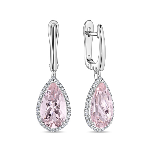 Серьги с бриллиантами и морганитами